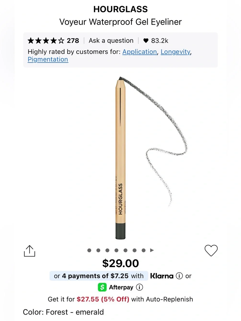 Set of 3 Eyeliners from Prada (Mahogany), Hourglass, (Forest), & Glossier (Lapis